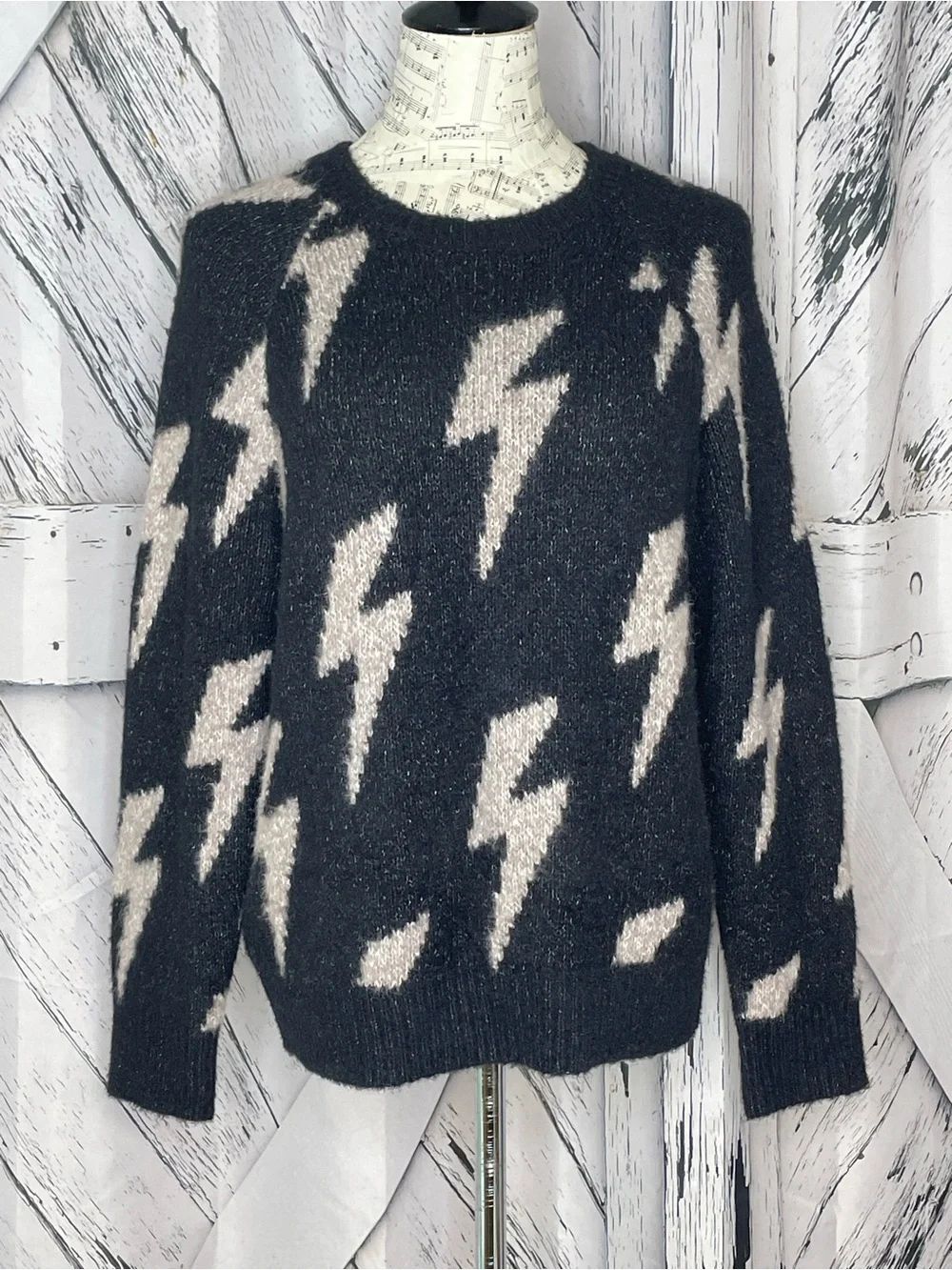 Z Supply Sweater All Over Lightning Bolts S